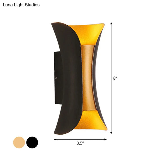 Modern Led Wall Sconce Metal Flared Design | Small/Large 2 Bulbs Black/White/White-Gold Up/Down