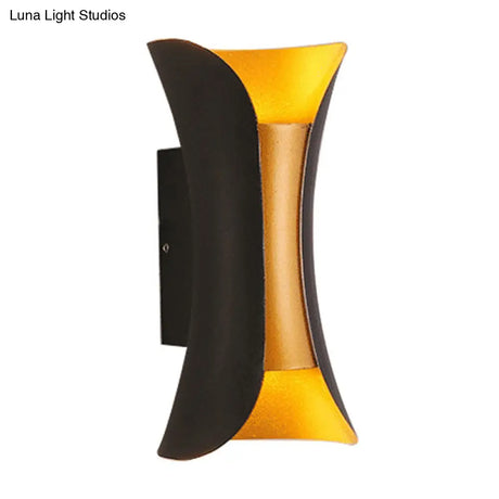 Modern Led Wall Sconce Metal Flared Design | Small/Large 2 Bulbs Black/White/White-Gold Up/Down