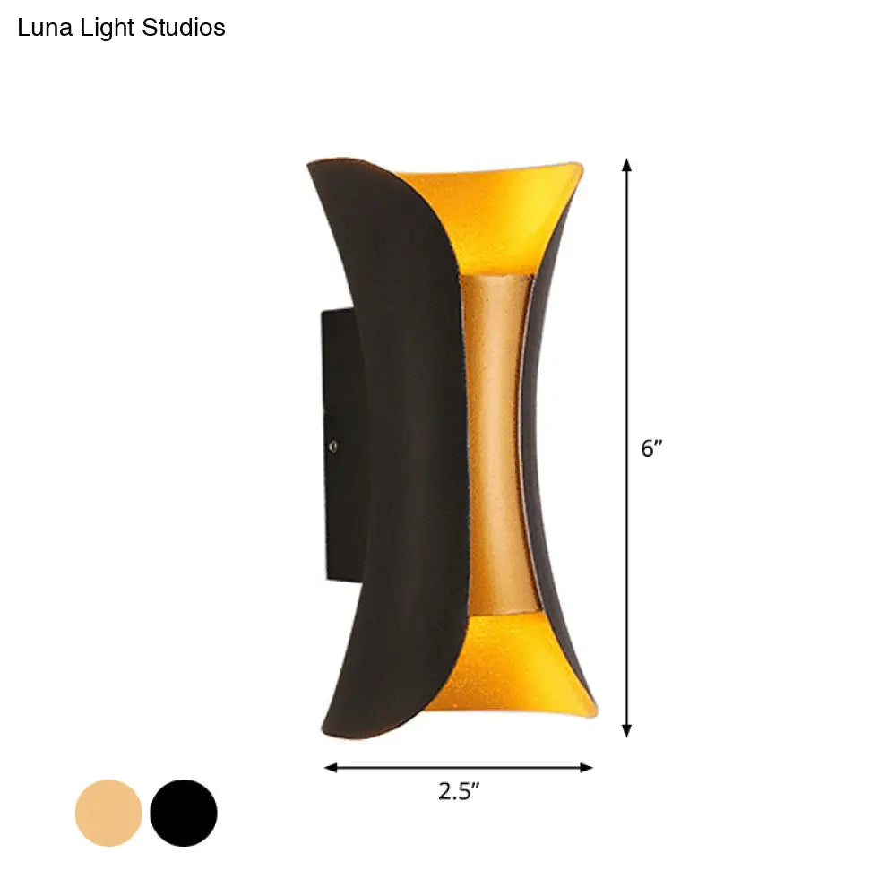 Modern Led Wall Sconce Metal Flared Design | Small/Large 2 Bulbs Black/White/White-Gold Up/Down