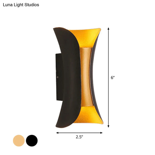 Modern Led Wall Sconce Metal Flared Design | Small/Large 2 Bulbs Black/White/White-Gold Up/Down