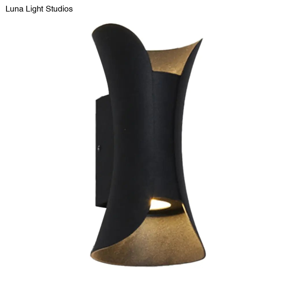 Modern Led Wall Sconce Metal Flared Design | Small/Large 2 Bulbs Black/White/White-Gold Up/Down