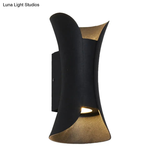 Modern Led Wall Sconce Metal Flared Design | Small/Large 2 Bulbs Black/White/White-Gold Up/Down