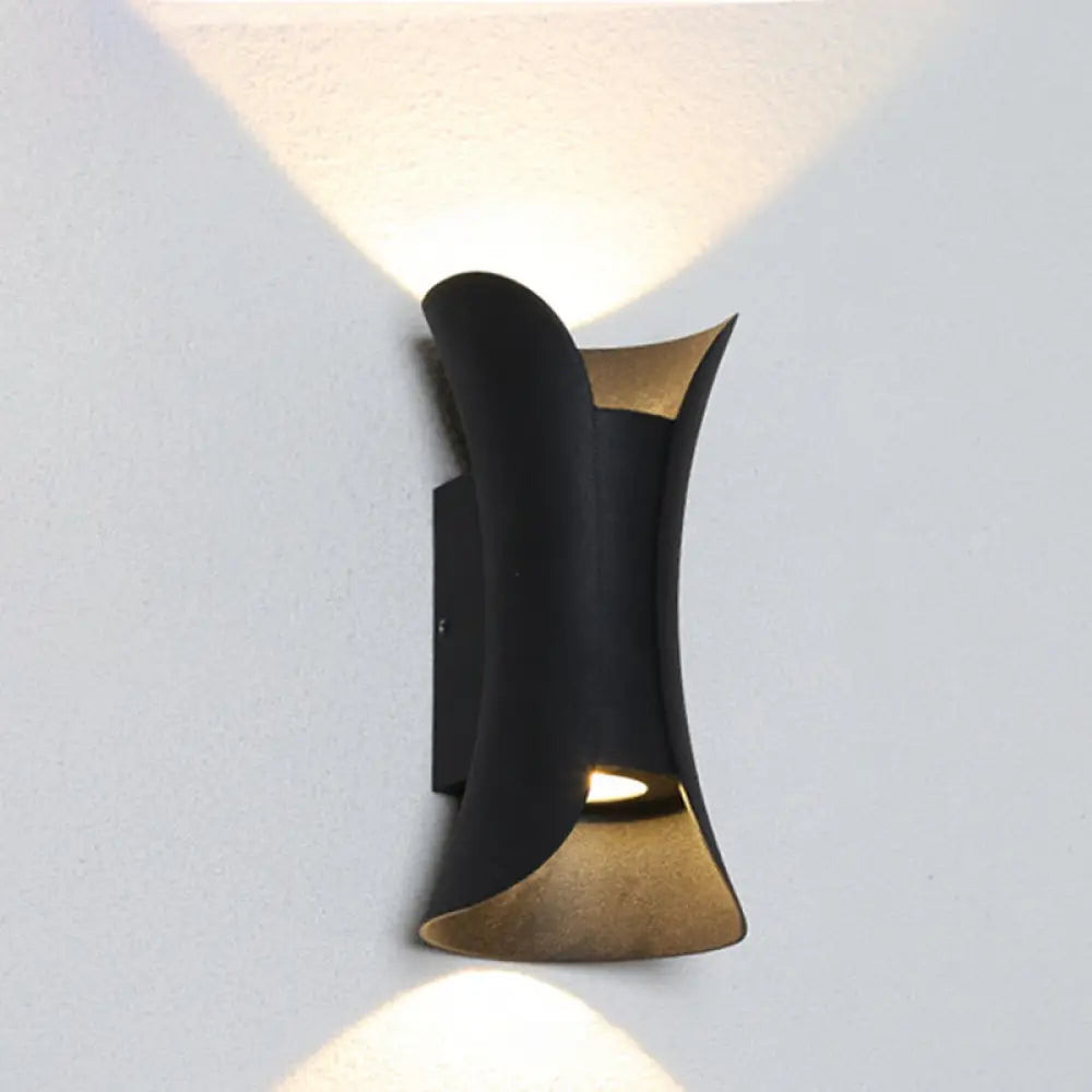 Modern Led Wall Sconce Metal Flared Design | Small/Large 2 Bulbs Black/White/White-Gold Up/Down