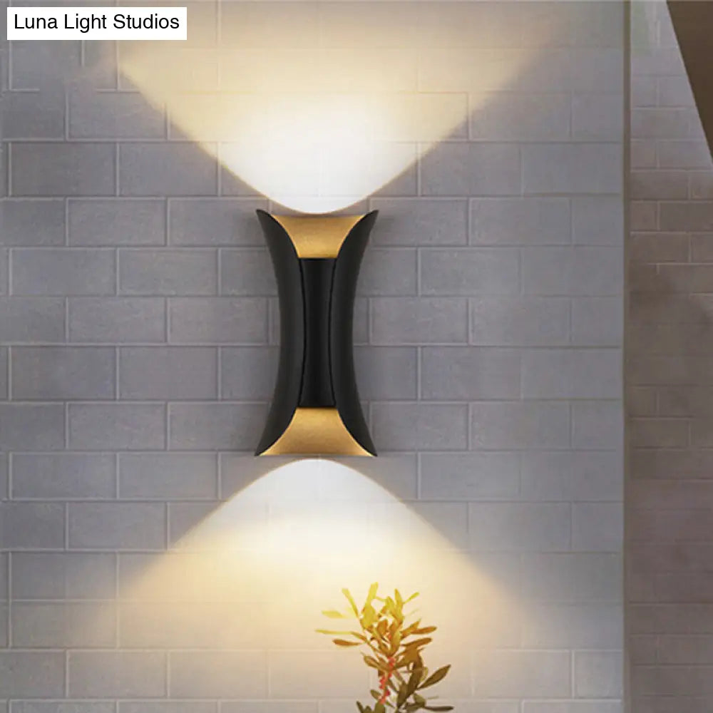 Modern Led Wall Sconce Metal Flared Design | Small/Large 2 Bulbs Black/White/White-Gold Up/Down