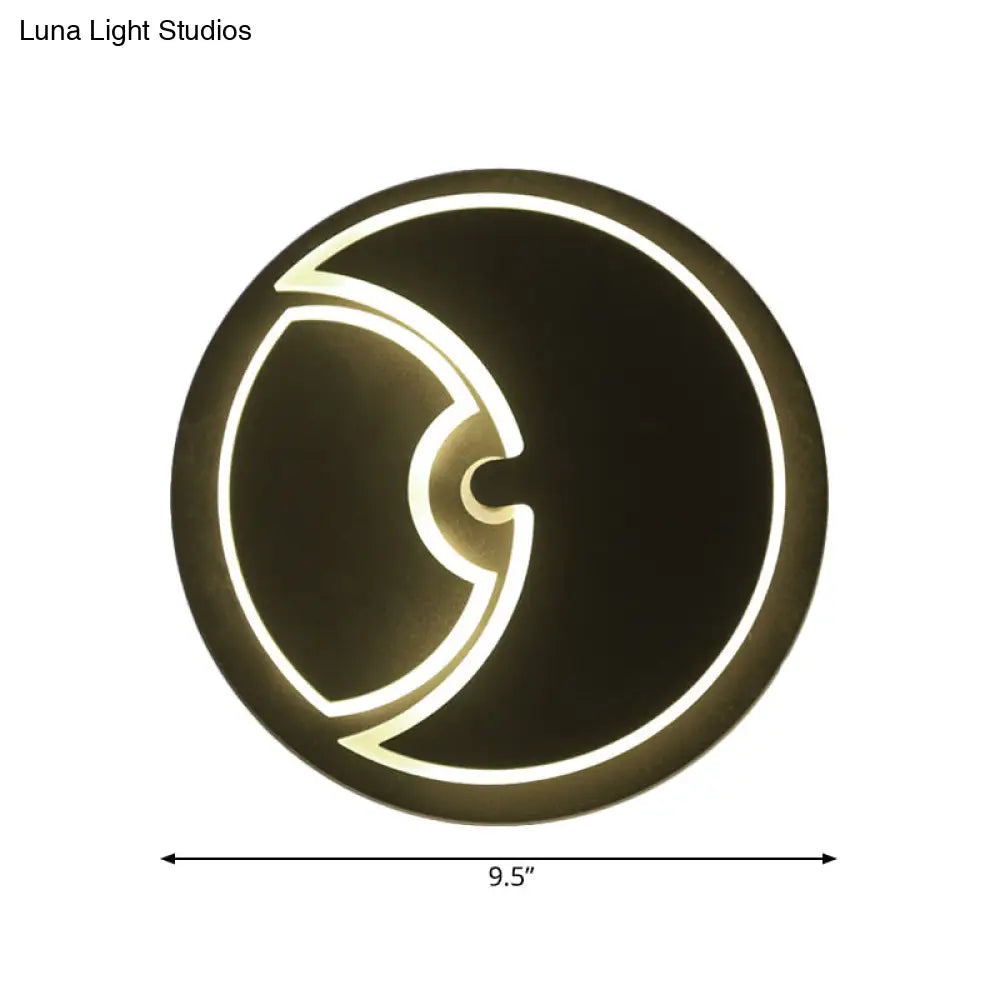 Modern Led Wall Sconce: Round Light For Kids Bedroom With Crescent Acrylic