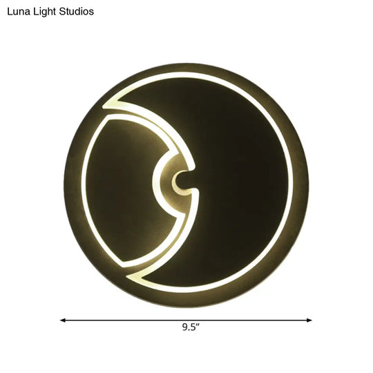 Modern Led Wall Sconce: Round Light For Kids Bedroom With Crescent Acrylic