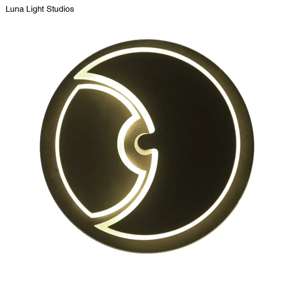 Modern Led Wall Sconce: Round Light For Kids Bedroom With Crescent Acrylic