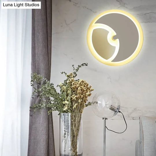 Modern Led Wall Sconce: Round Light For Kids Bedroom With Crescent Acrylic