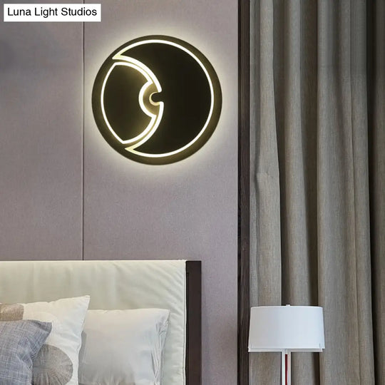 Modern Led Wall Sconce: Round Light For Kids Bedroom With Crescent Acrylic