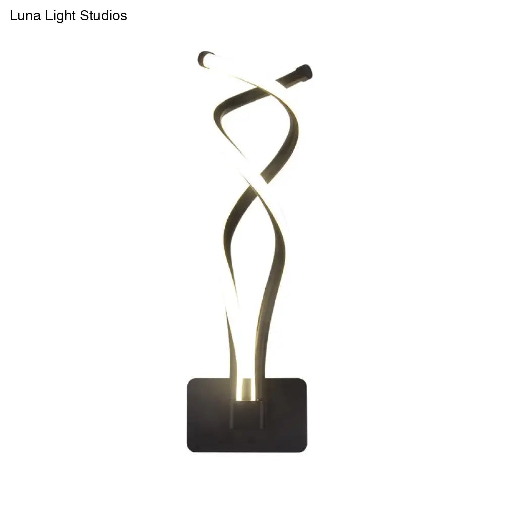 Modern Led Wall Sconce With Acrylic Shade For Bedroom - Black/White Wavy/Musical Note Design