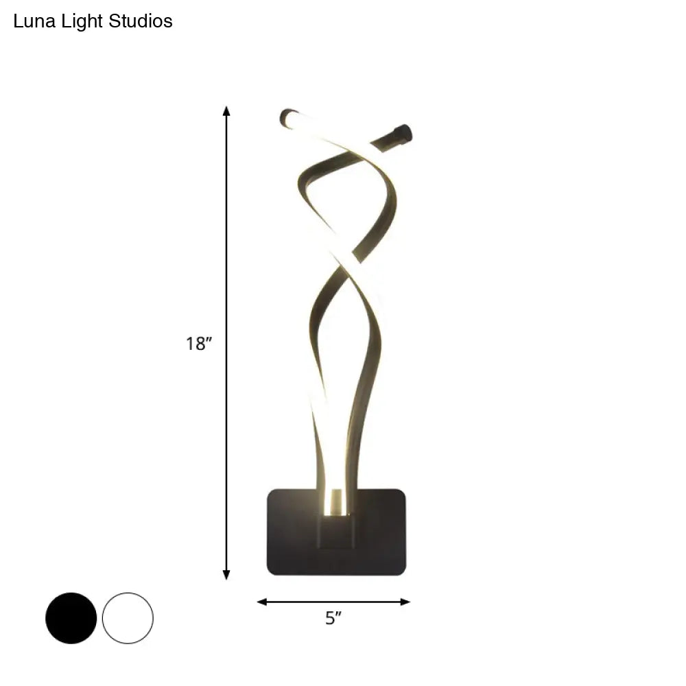 Modern Led Wall Sconce With Acrylic Shade For Bedroom - Black/White Wavy/Musical Note Design