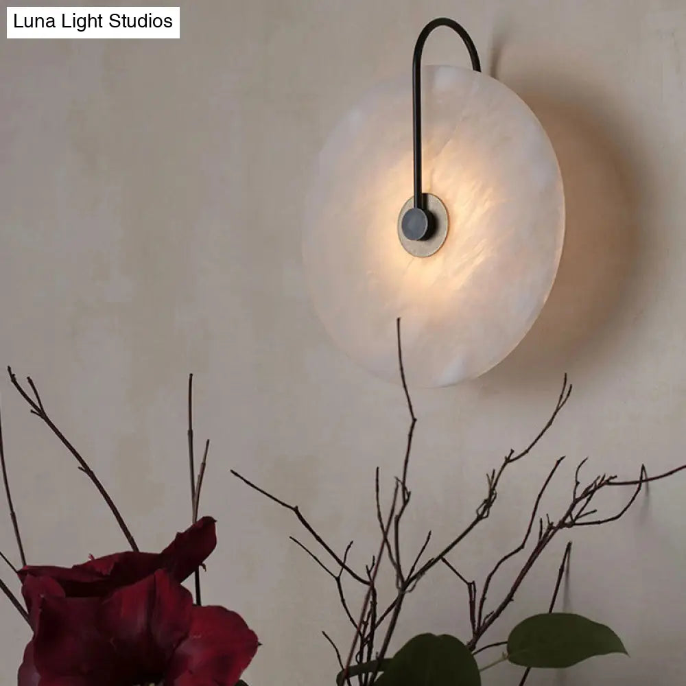 Modern Led Wall Sconce With Black Mica Disc Shade