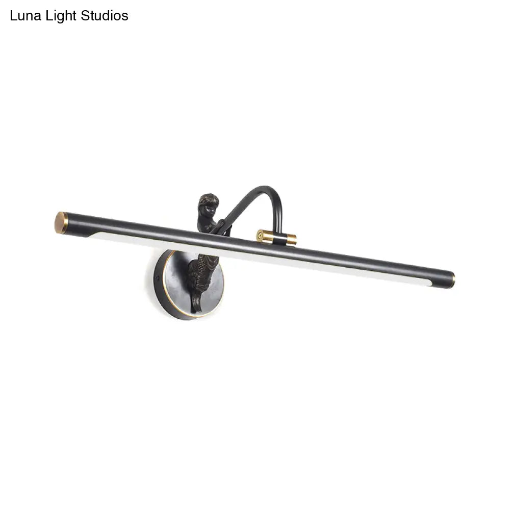 Modern Led Wall Sconce With Brass/Black Finish Mermaid Accent | Vanity Lighting Metallic 14/18 W