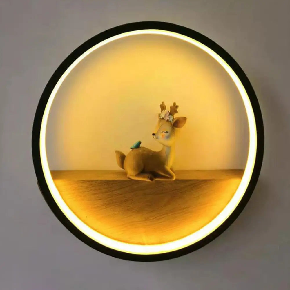 Modern Led Wall Sconce With Decorative Deer For Living Room Black / Warm