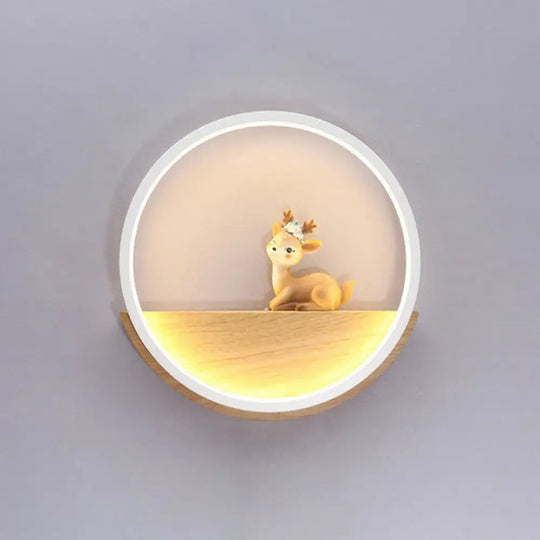 Modern Led Wall Sconce With Decorative Deer For Living Room White / Warm