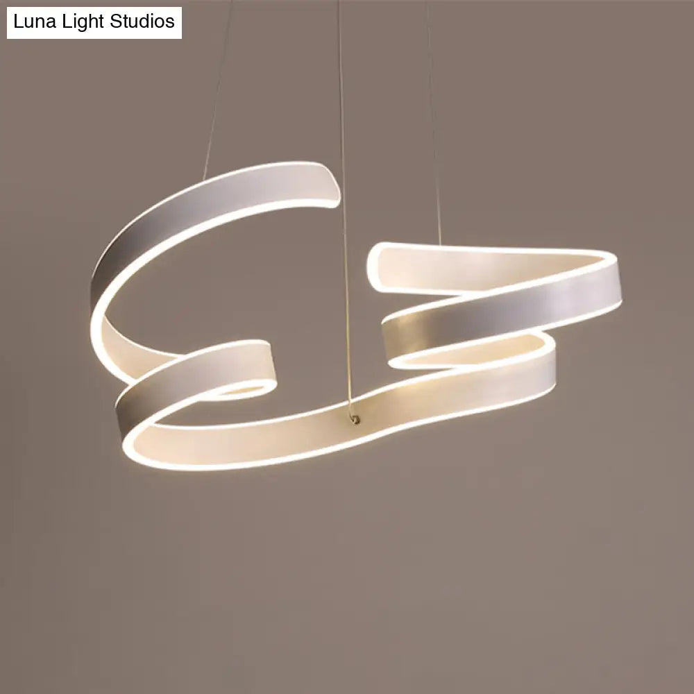 Modern Led White Chandelier Pendant: Twisting Acrylic Ceiling Light In Warm/White