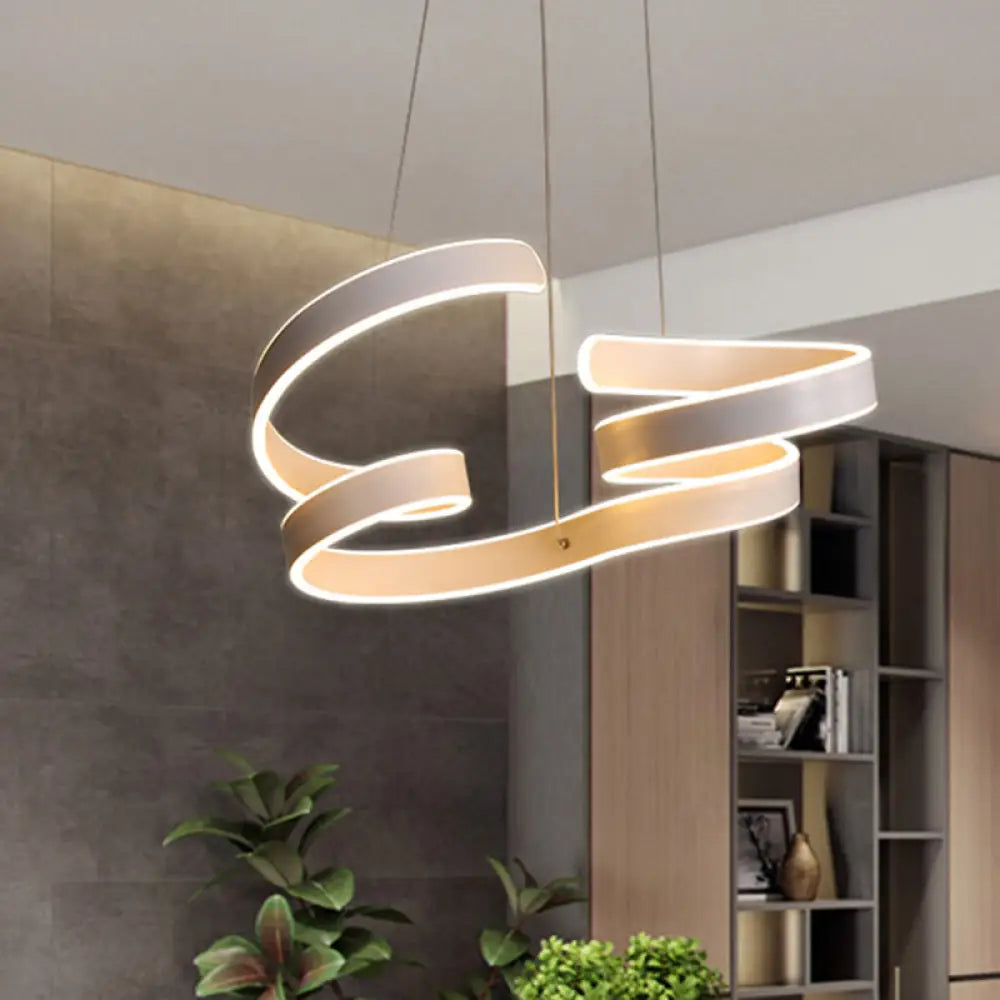 Modern Led White Chandelier Pendant: Twisting Acrylic Ceiling Light In Warm/White / B