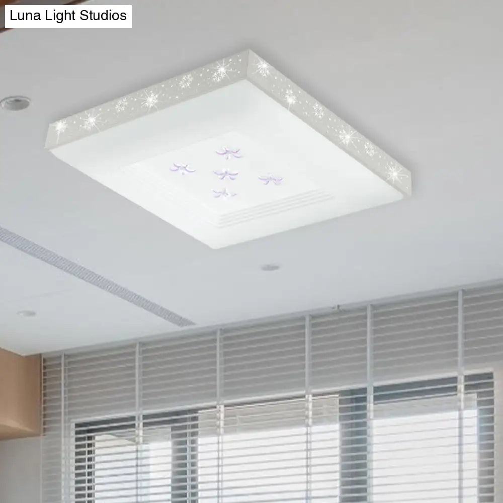 Modern Led White Flush Ceiling Light With Flower Pattern - White/Warm/3 Color Options