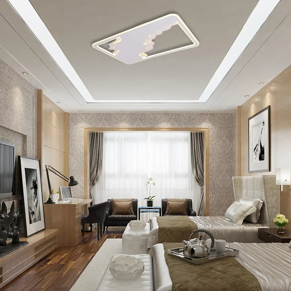 Modern Led White Flush Mount Ceiling Light Ultra Thin Design 19’/35.5’ Wide / 35.5’
