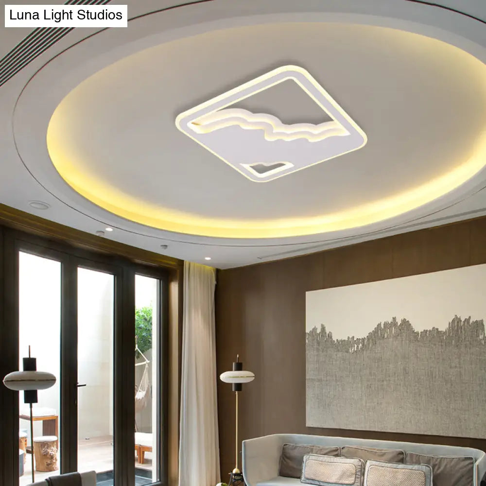 Modern Led White Flush Mount Ceiling Light Ultra Thin Design 19/35.5 Wide