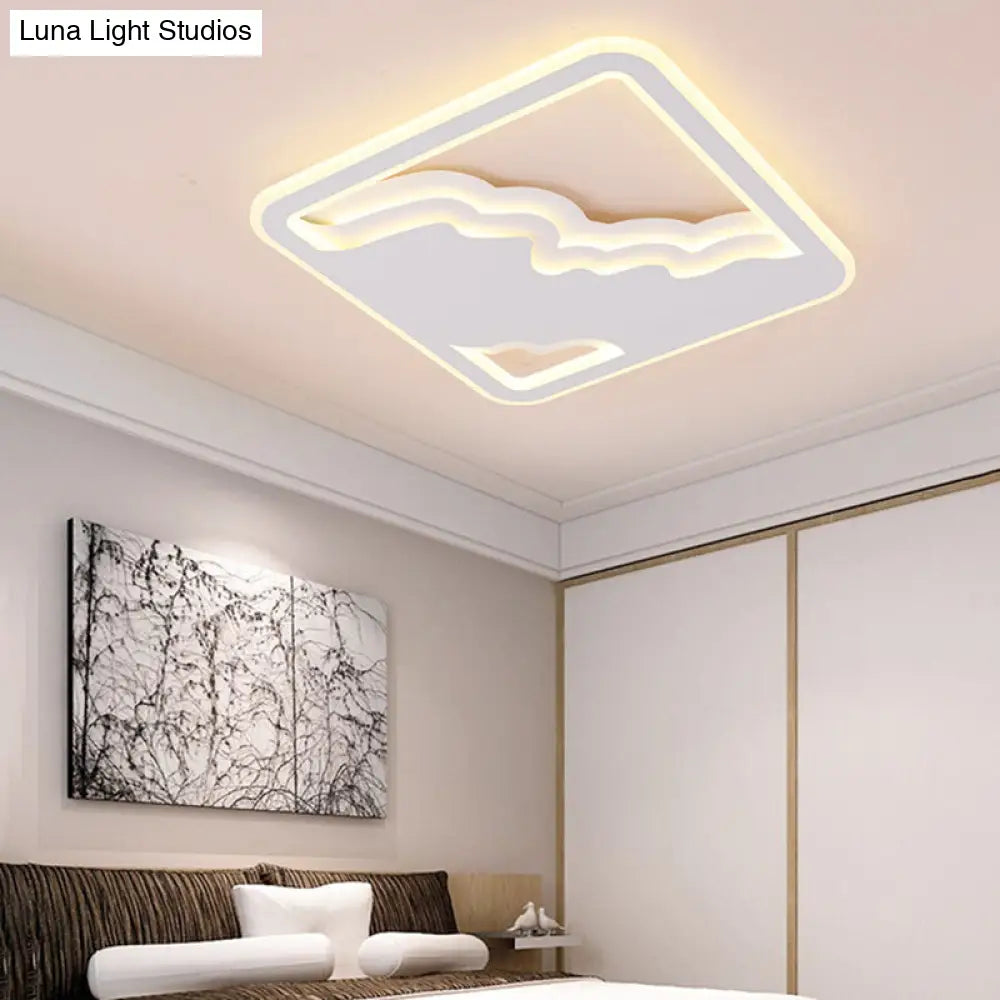 Modern Led White Flush Mount Ceiling Light Ultra Thin Design 19/35.5 Wide / 19