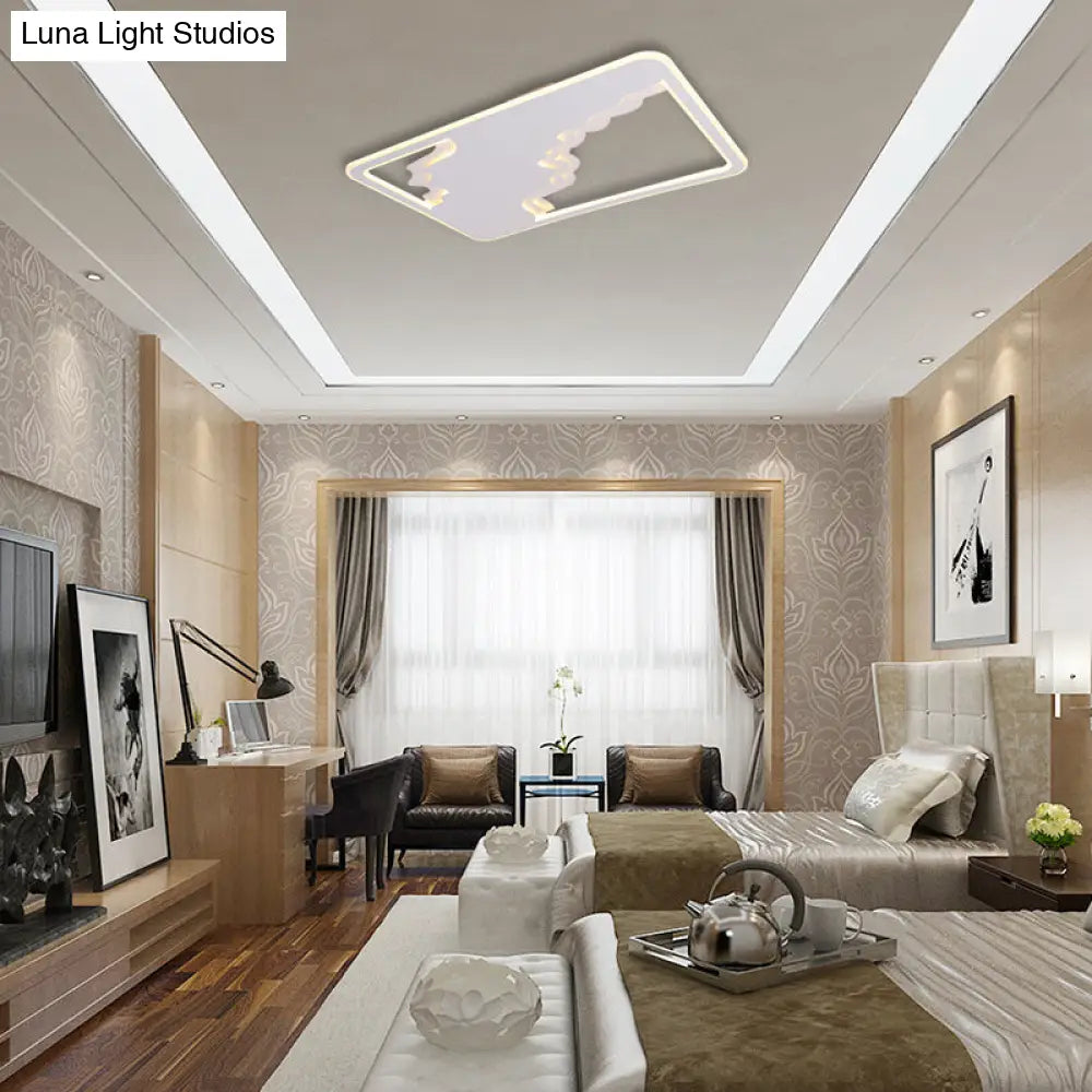 Modern Led White Flush Mount Ceiling Light Ultra Thin Design 19/35.5 Wide / 35.5