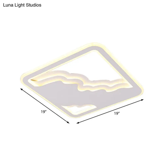 Modern Led White Flush Mount Ceiling Light Ultra Thin Design 19’/35.5’ Wide
