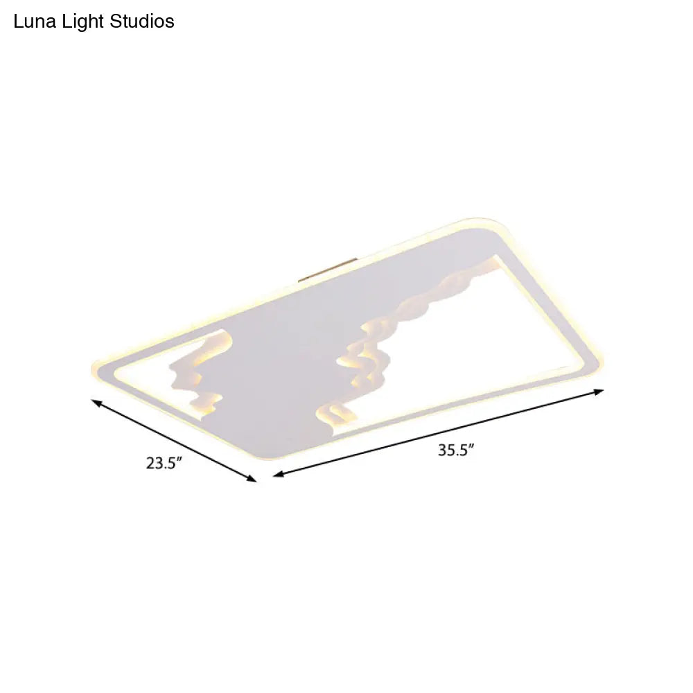 Modern Led White Flush Mount Ceiling Light Ultra Thin Design 19’/35.5’ Wide