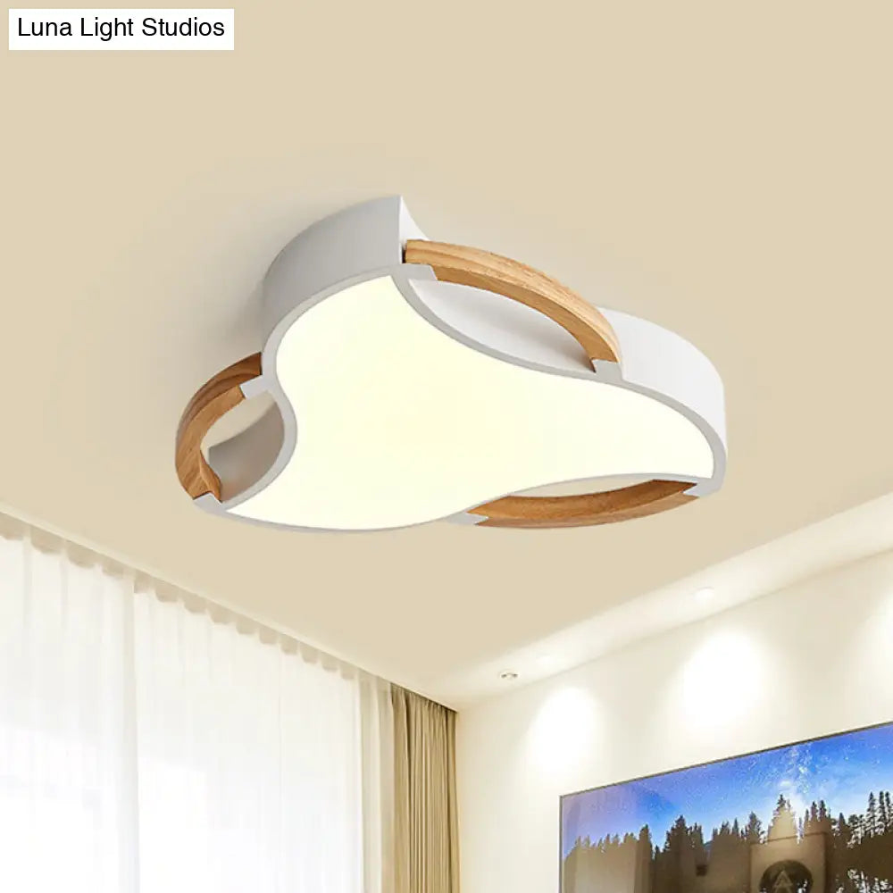 Modern Led Wood Flush Mount Ceiling Light In White/Natural 16/19.5/23.5 Wide White / 16 Natural