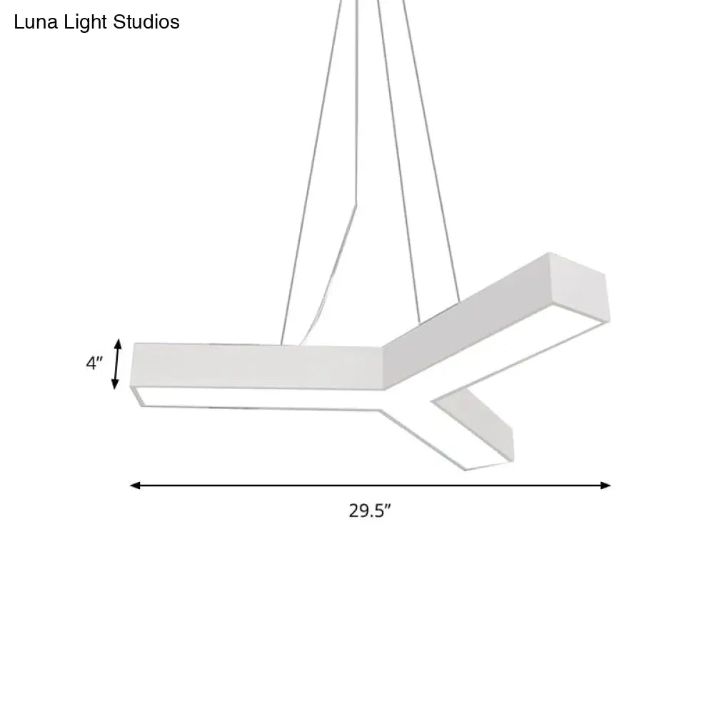 Modern Led Suspension Lamp With Recessed Diffuser And Y-Shaped Metal Design - Black/White 22/29/29.5