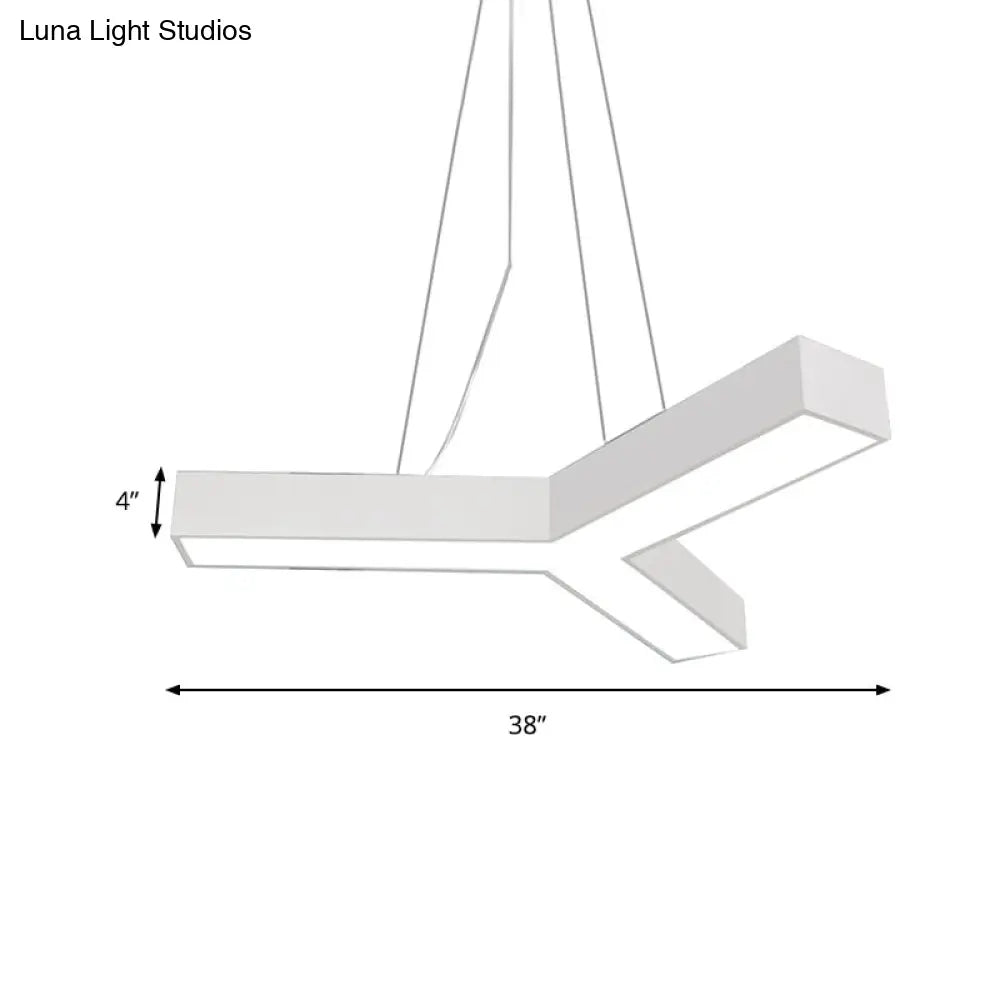 Modern Led Suspension Lamp With Recessed Diffuser And Y-Shaped Metal Design - Black/White 22/29/29.5