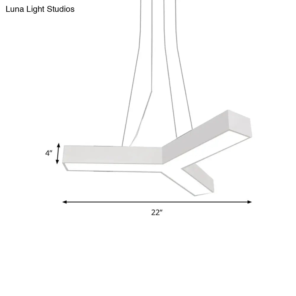 Modern Led Suspension Lamp With Recessed Diffuser And Y-Shaped Metal Design - Black/White 22/29/29.5