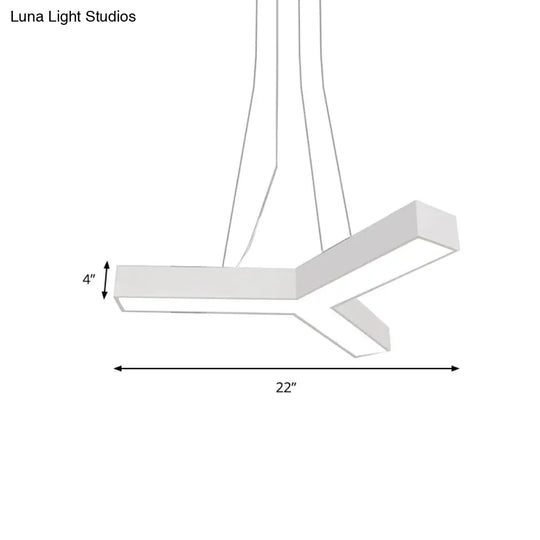 Modern Led Suspension Lamp With Recessed Diffuser And Y-Shaped Metal Design - Black/White 22/29/29.5