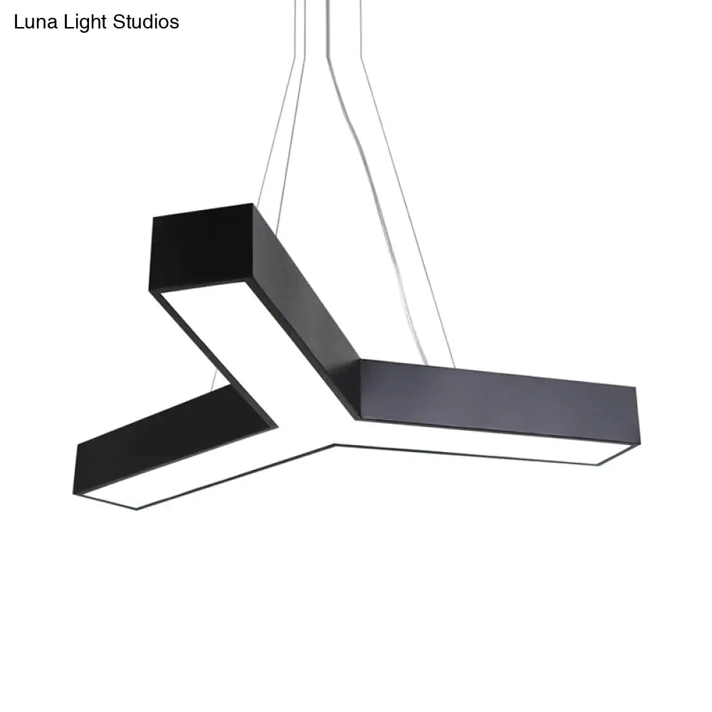 Modern Led Suspension Lamp With Recessed Diffuser And Y-Shaped Metal Design - Black/White 22/29/29.5