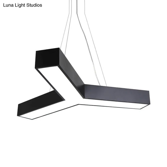 Modern Led Suspension Lamp With Recessed Diffuser And Y-Shaped Metal Design - Black/White 22/29/29.5