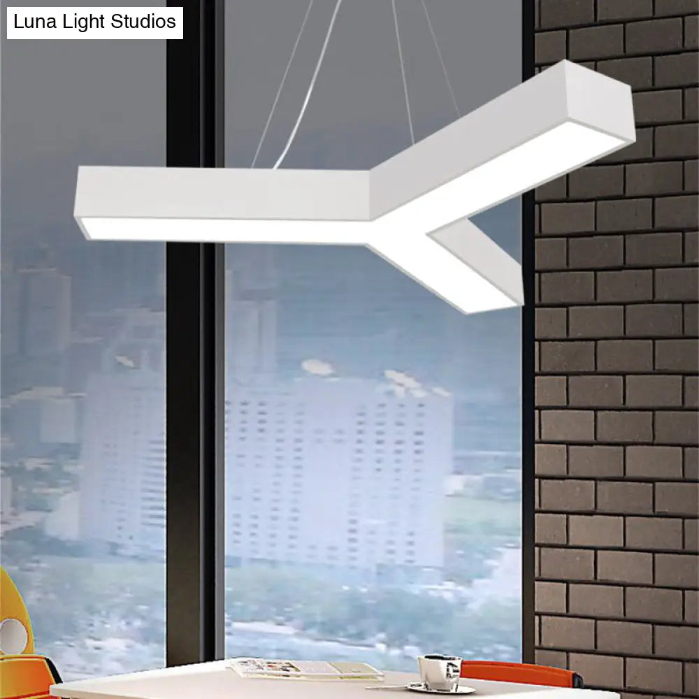 Modern Led Suspension Lamp With Recessed Diffuser And Y-Shaped Metal Design - Black/White 22/29/29.5