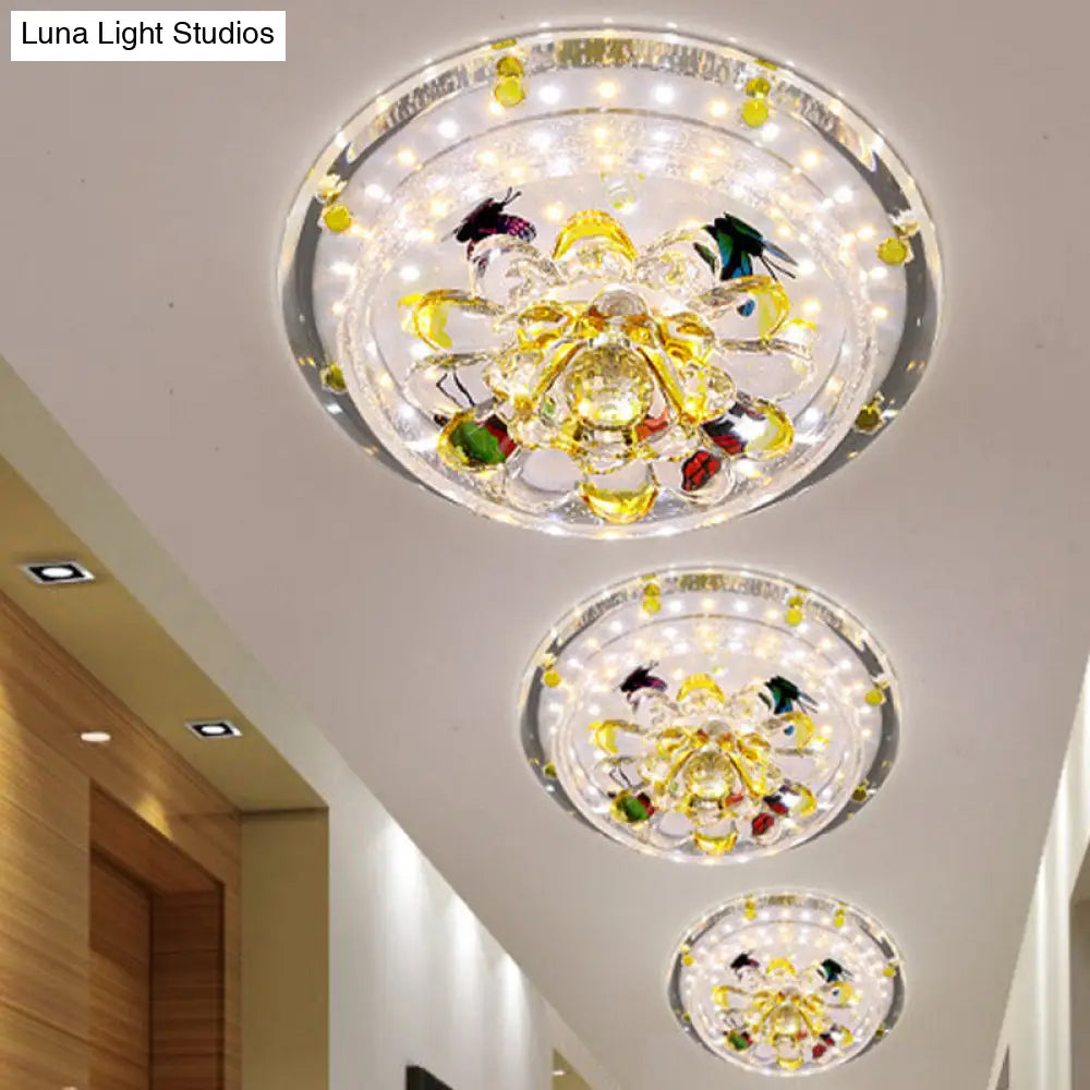 Modern Led Yellow Flushmount Petals Ceiling Light Fixture In Warm/White