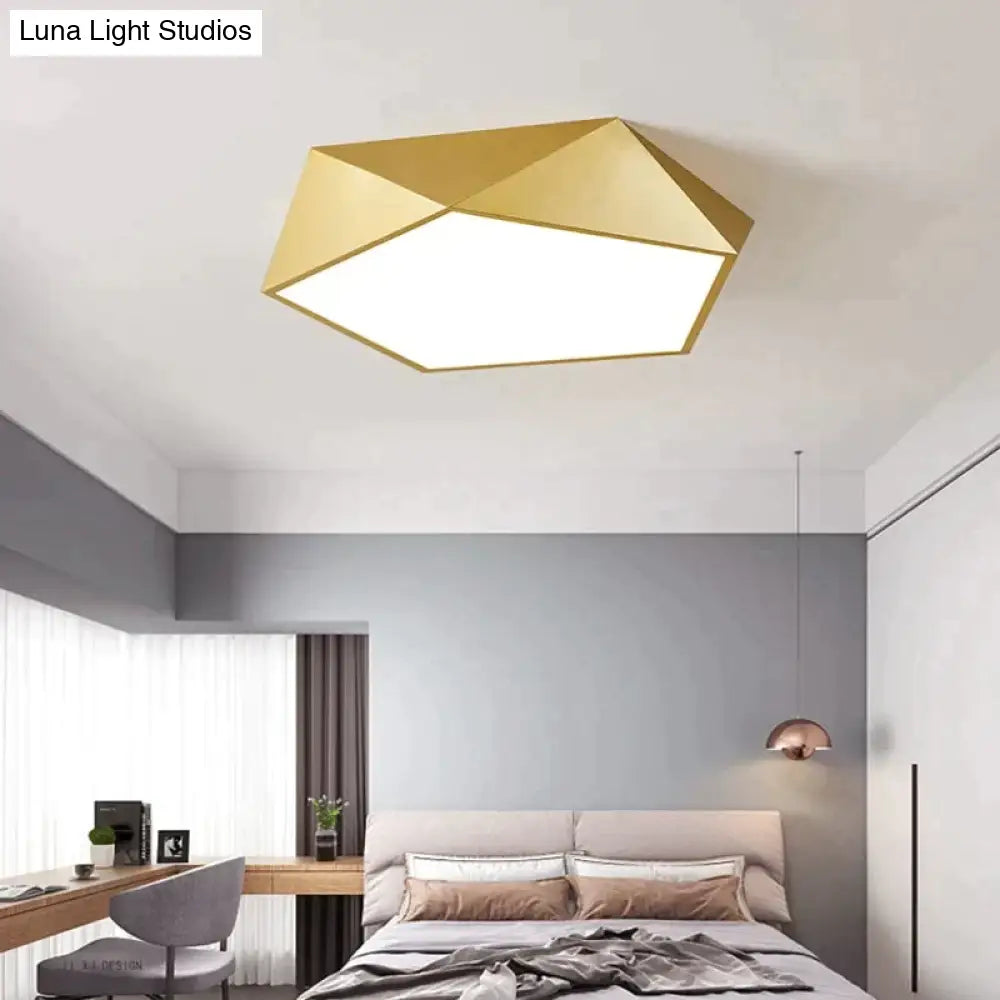 Modern Light Fixtures Ceiling Of Equilateral Indoor Lighting Gold Lampshade For Living Room Bedroom