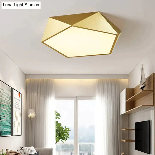 Modern Light Fixtures Ceiling Of Equilateral Indoor Lighting Gold Lampshade For Living Room Bedroom