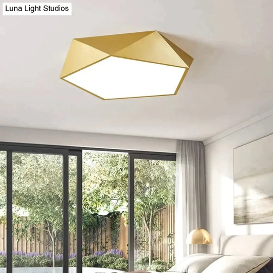 Modern Light Fixtures Ceiling Of Equilateral Indoor Lighting Gold Lampshade For Living Room Bedroom