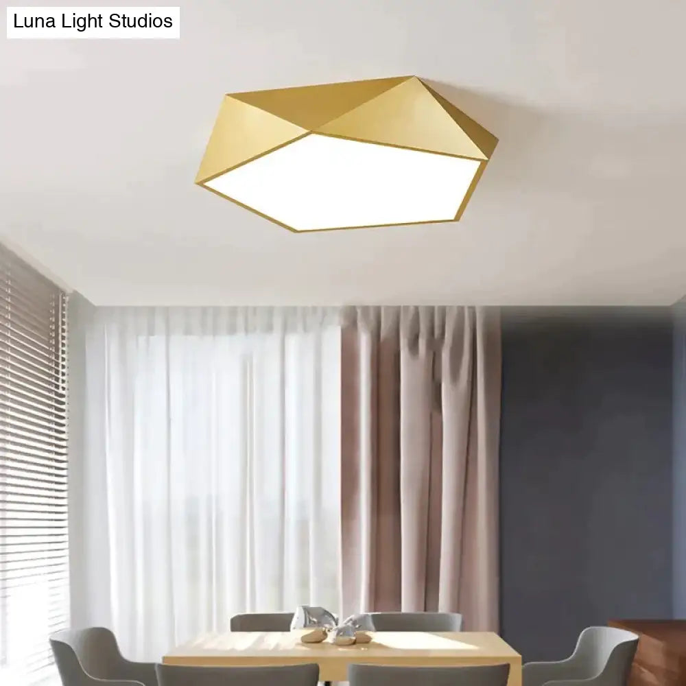 Modern Light Fixtures Ceiling Of Equilateral Indoor Lighting Gold Lampshade For Living Room Bedroom