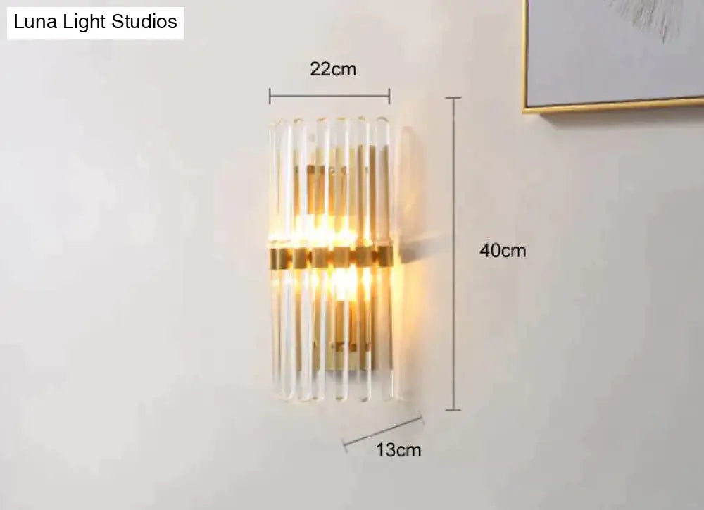 Modern Light Luxury Crystal Led Bedroom Bedside Lamp Copper Wall Lamps