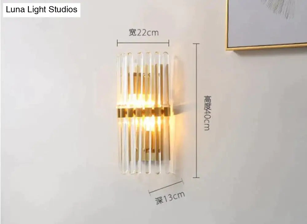 Modern Light Luxury Crystal LED Bedroom Bedside Lamp Copper Wall Lamp Copper Wall Lamps