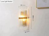 Modern Light Luxury Crystal LED Bedroom Bedside Lamp Copper Wall Lamp Copper Wall Lamps