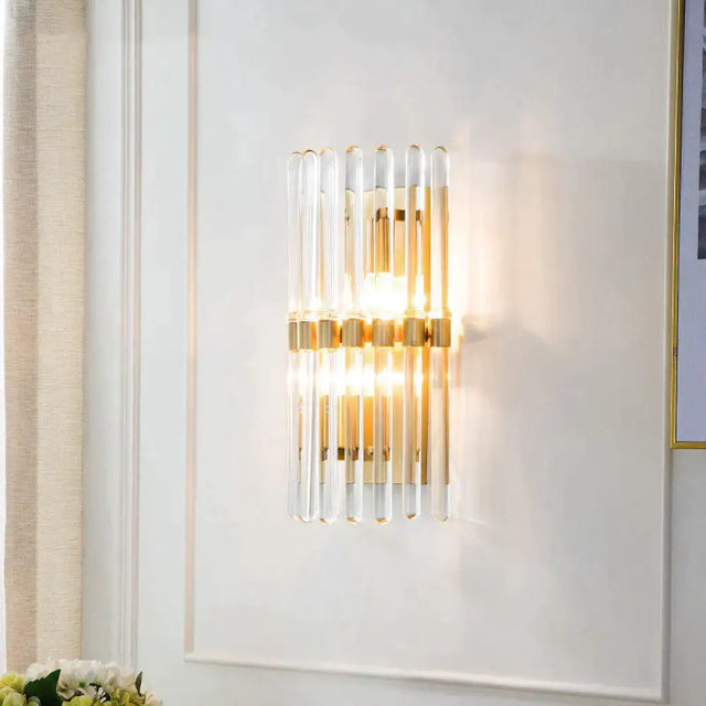 Modern Light Luxury Crystal LED Bedroom Bedside Lamp Copper Wall Lamp Copper Wall Lamps