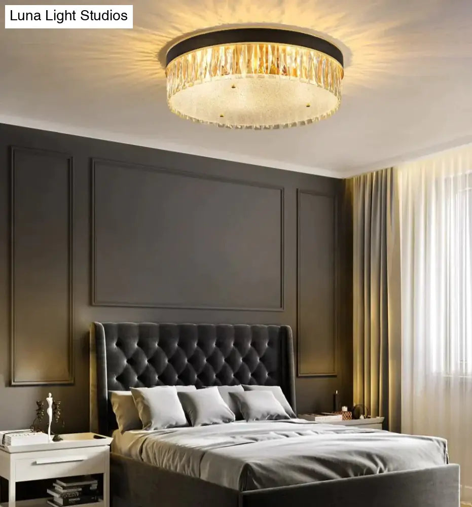 Modern Light Luxury Crystal Round Bedroom Dining Room Ceiling Lamp