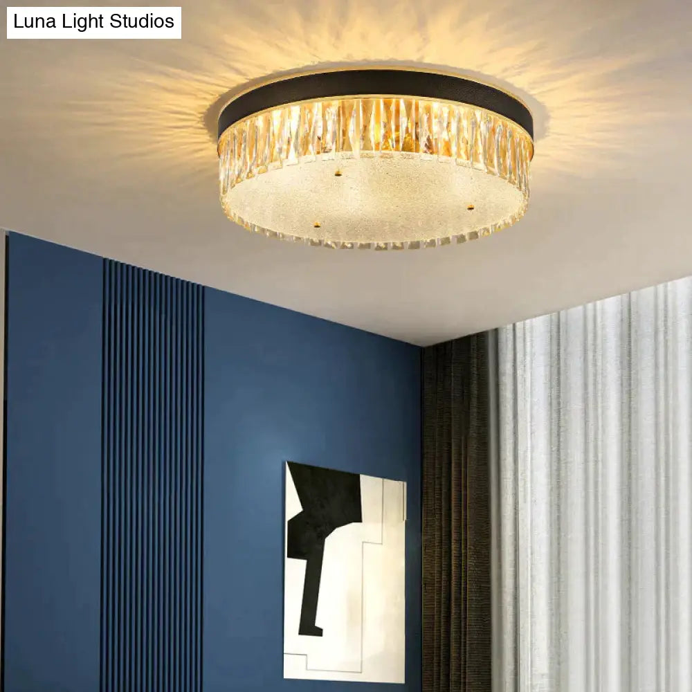 Modern Light Luxury Crystal Round Bedroom Dining Room Ceiling Lamp