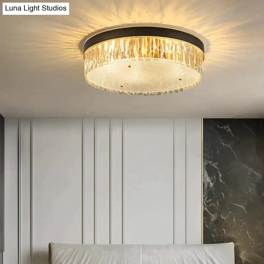 Modern Light Luxury Crystal Round Bedroom Dining Room Ceiling Lamp