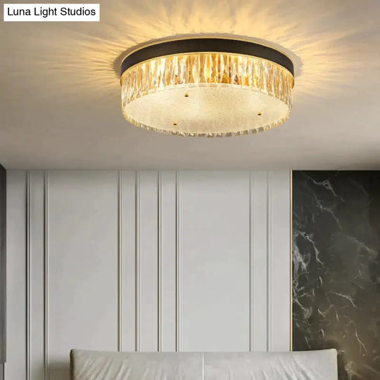 Modern Light Luxury Crystal Round Bedroom Dining Room Ceiling Lamp