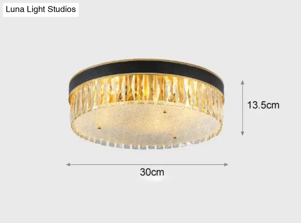 Modern Light Luxury Crystal Round Bedroom Dining Room Ceiling Lamp 30Cm